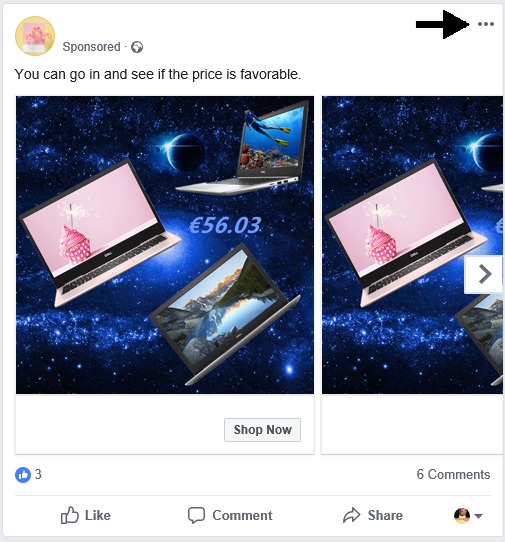 Sito di truffa di Facebook