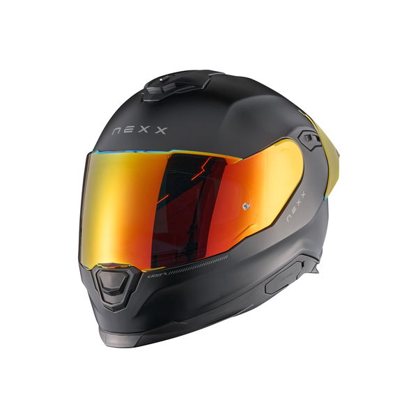 Casco subsonico nexx con visiera e spoiler d'oro