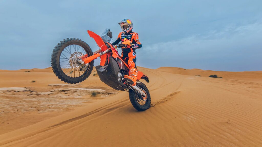2027 KTM 450 Rally Replica in action.