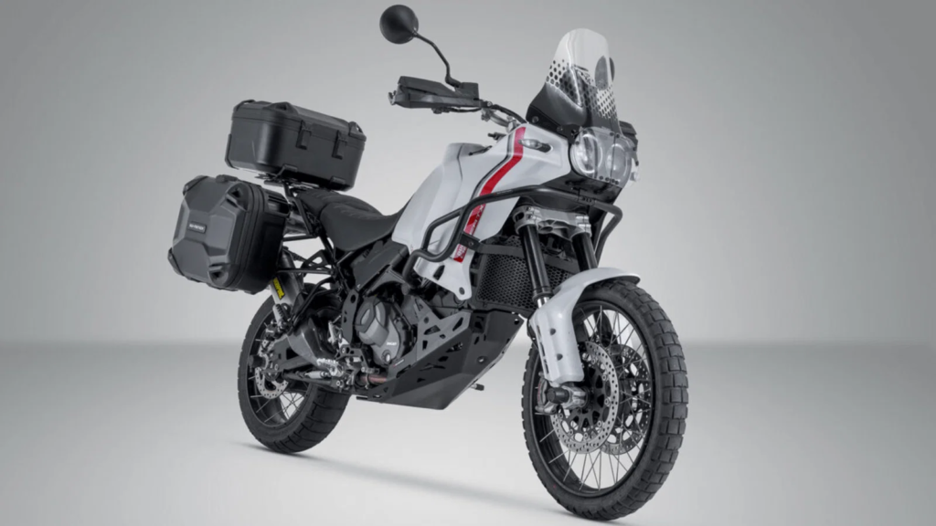 Ducati DesertX with a luggage set.