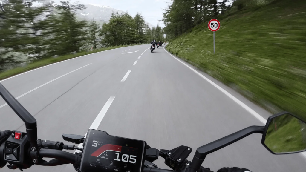 Riding past a 50 speed limit sign