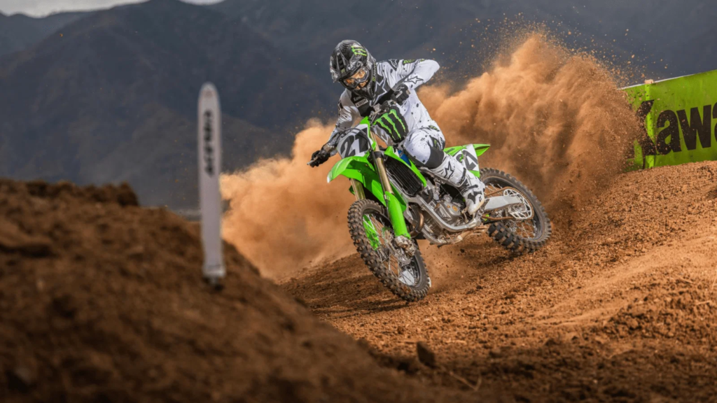 Kawasaki KX450 in action. Credit: Kawasaki UK.