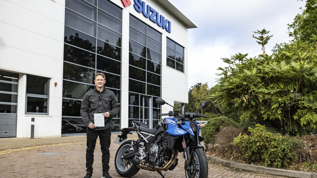 Danny Webb with Suzuki GSX-8S. Credit: Suzuki UK.