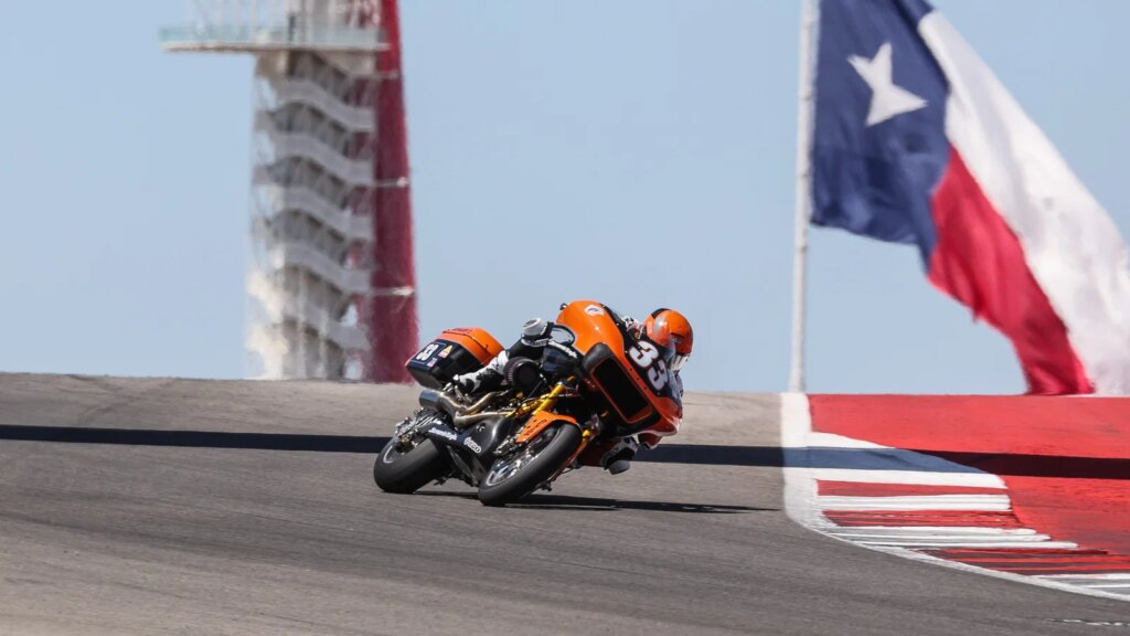 Kyle Wyman riding his King of the Baggers bike at COTA