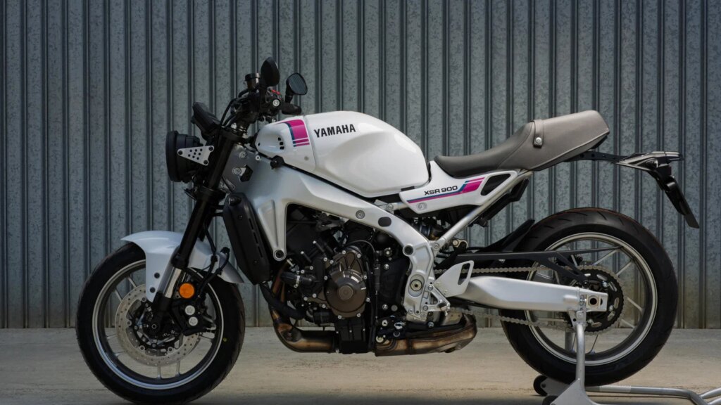 Yamaha reveals the 2027 XSR900 with a bright Neon White colour scheme.