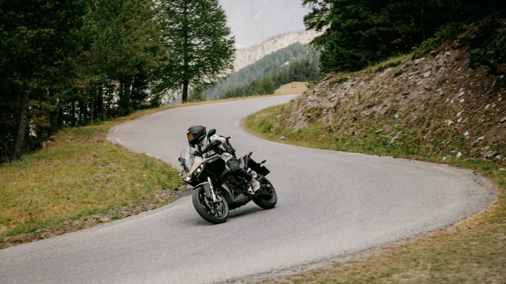 Zero DS motorcycle riding in the mountains.